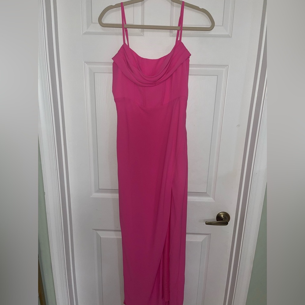Showpo Pink Maxi Slip Dress with Cowl Neck